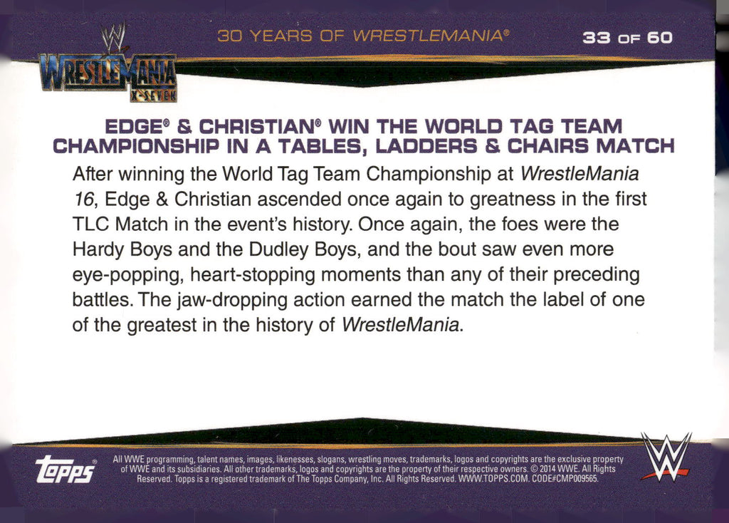 2014 Topps WWE Road to Wrestlemania #33 Edge &amp; Christian