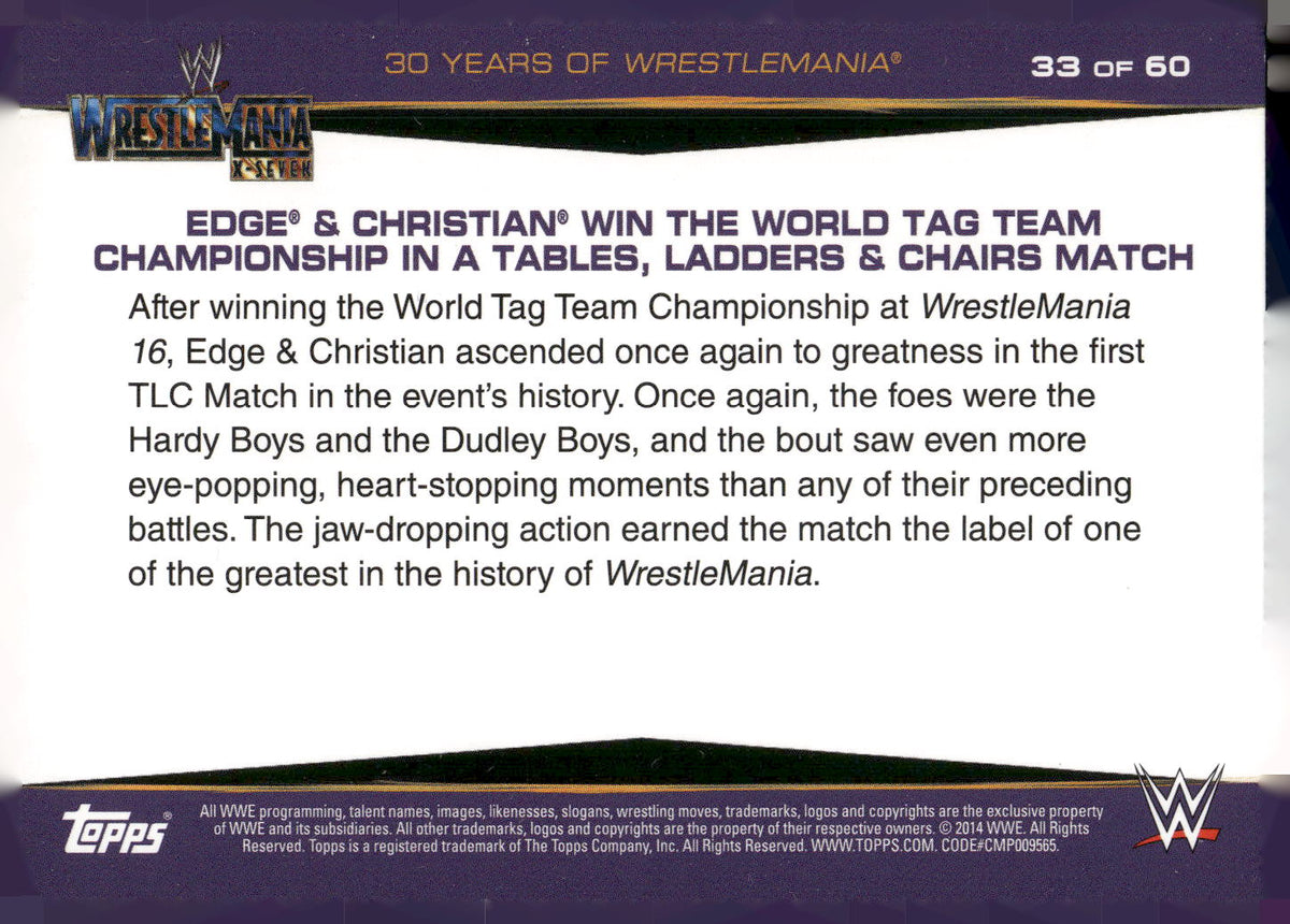 2014 Topps WWE Road to Wrestlemania #33 Edge &amp; Christian