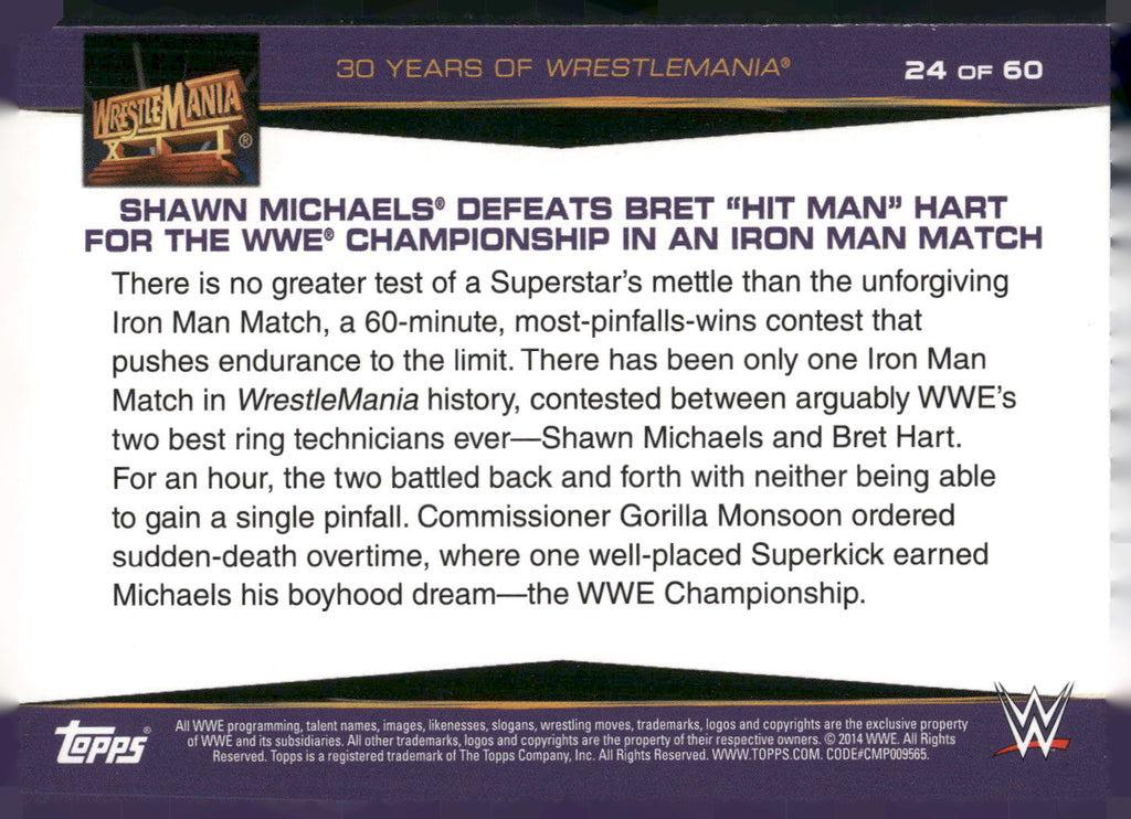 2014 Topps WWE Road #24 Shawn Michaels Defeats Bret "Hit Man" Hart