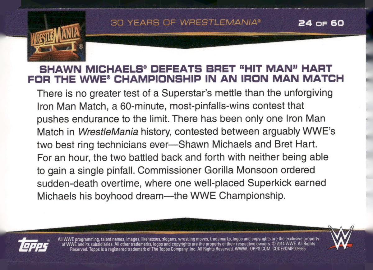 2014 Topps WWE Road #24 Shawn Michaels Defeats Bret "Hit Man" Hart