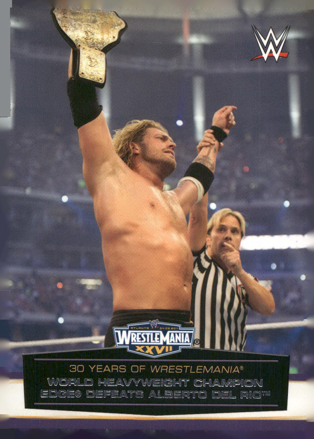 2014 Topps WWE Road to Wrestlemania #53  Edge Defeats Alberto Del Rio