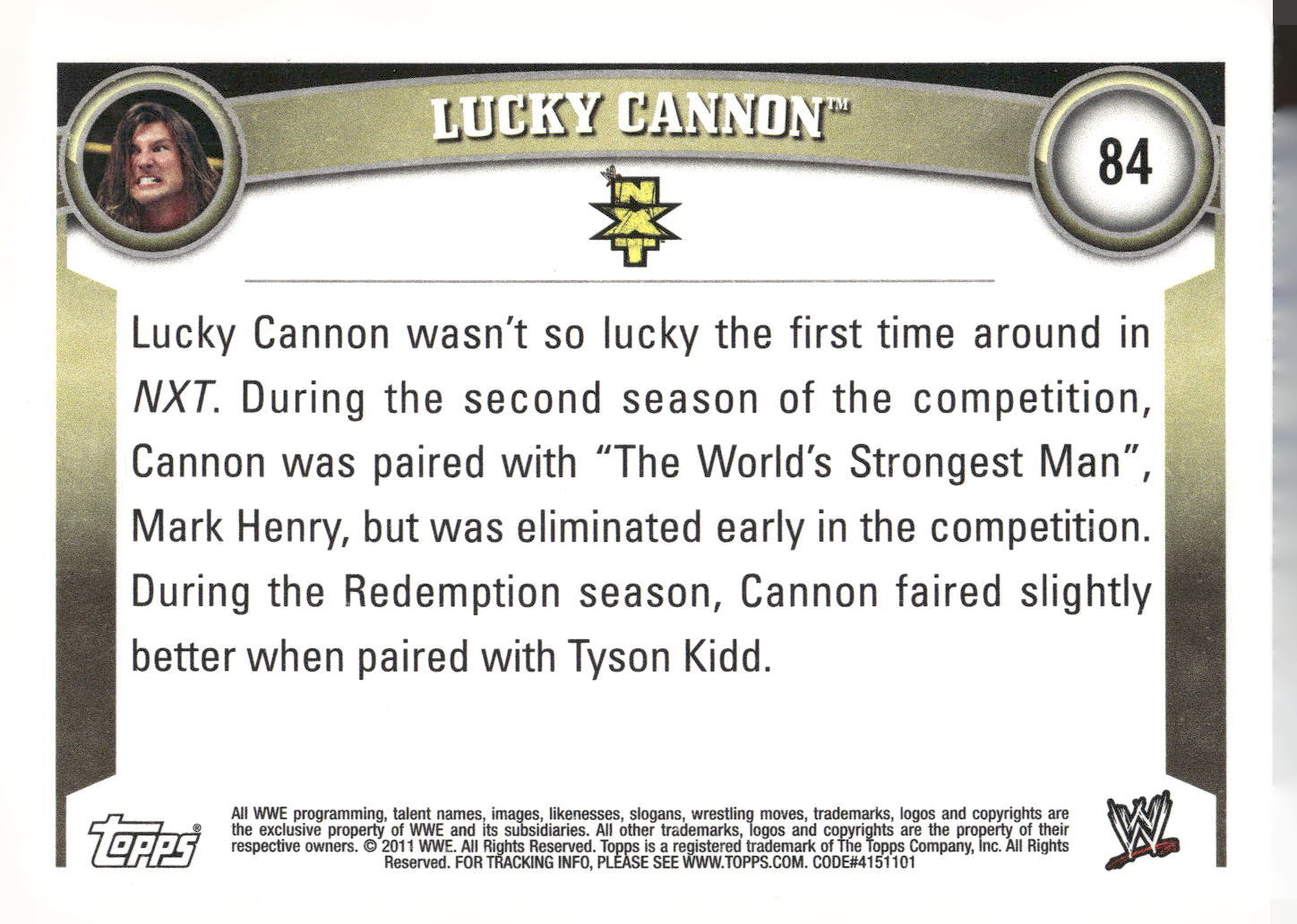 2011 Topps WWE #84 Lucky Cannon