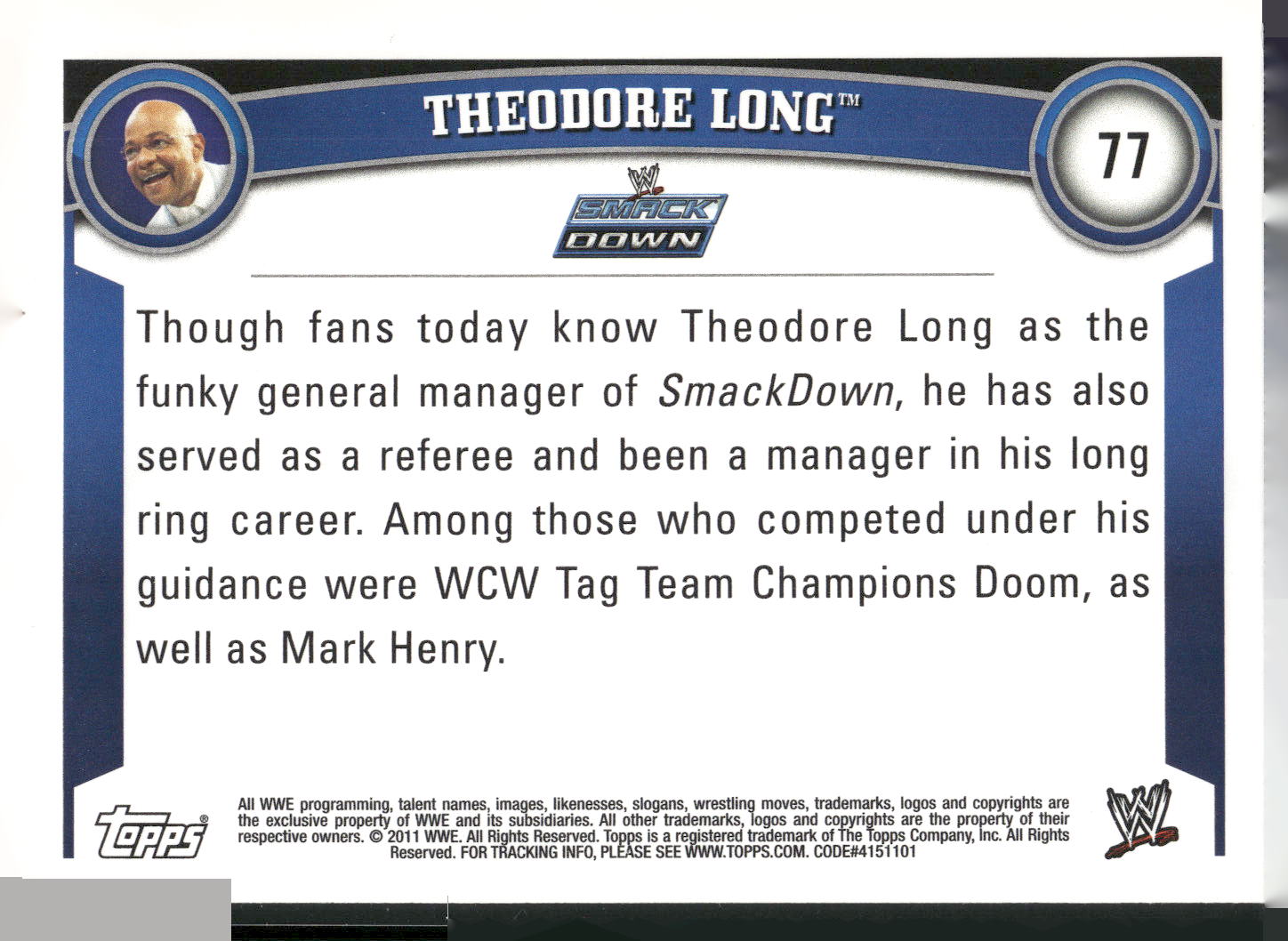 2011 Topps WWE #77 Theodore Long