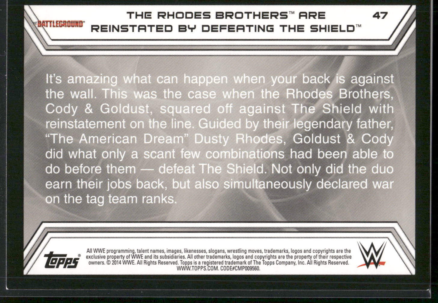 2014 Topps WWE Road to Wrestlemania #47 The Rhodes Brothers