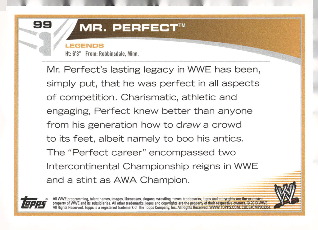 2013 Topps WWE #99 Mr. Perfect