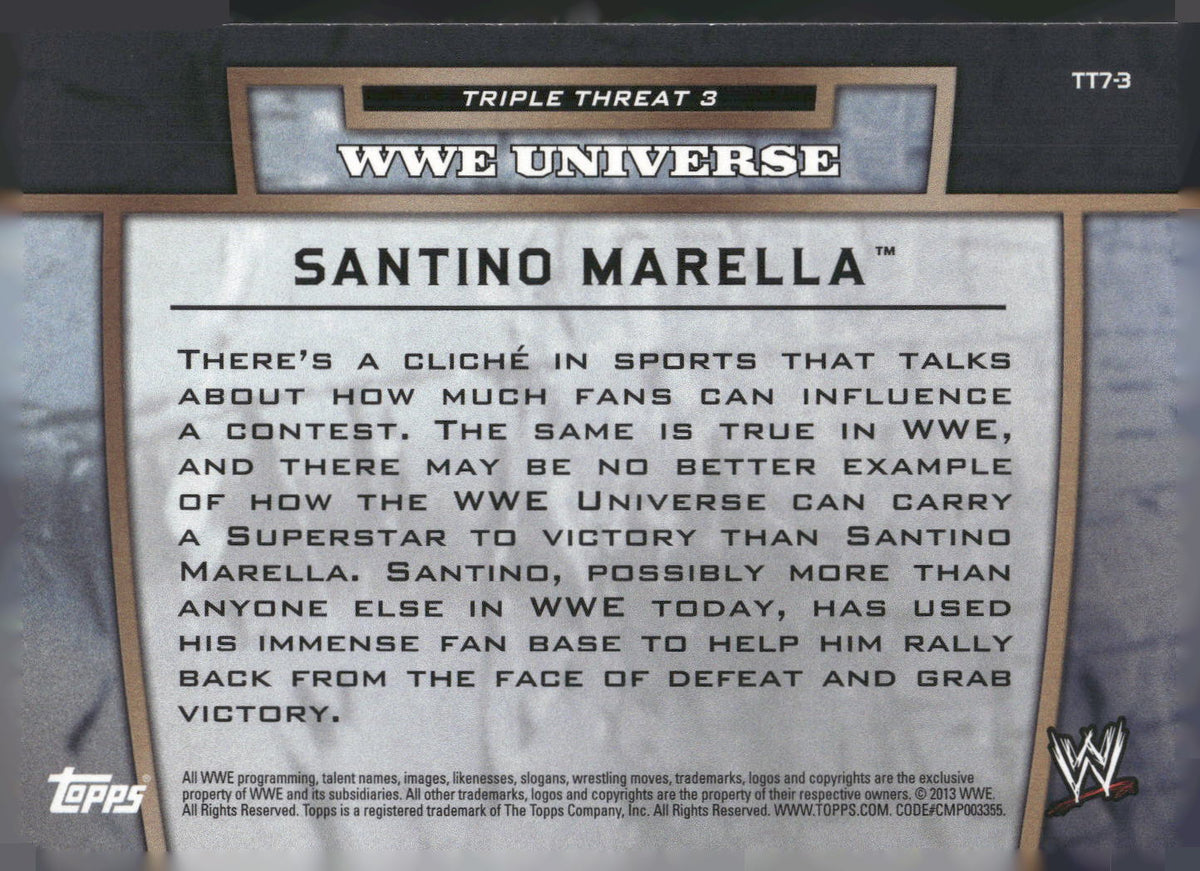 2013 Topps WWE #TT7-3 Santino Marella Triple Threat Tier 3