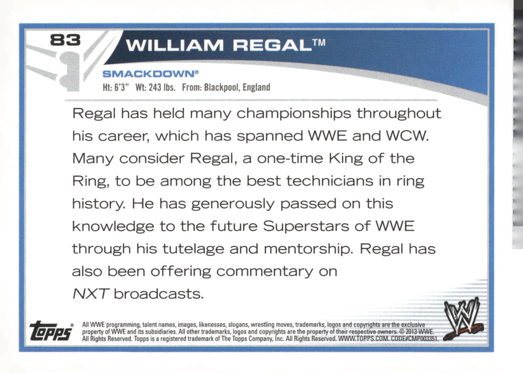 2013 Topps WWE #83 William Regal