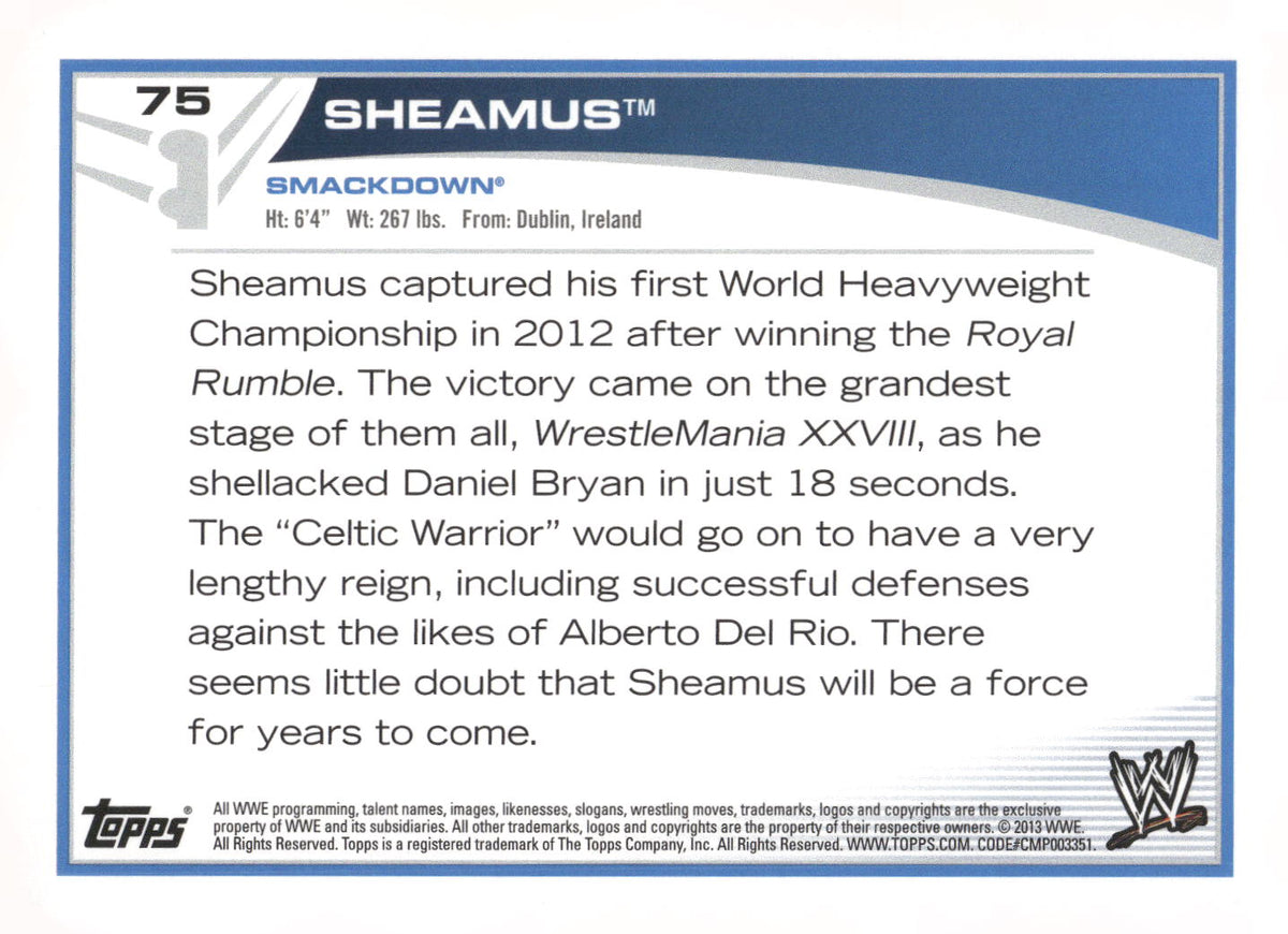 2013 Topps WWE #75 Sheamus