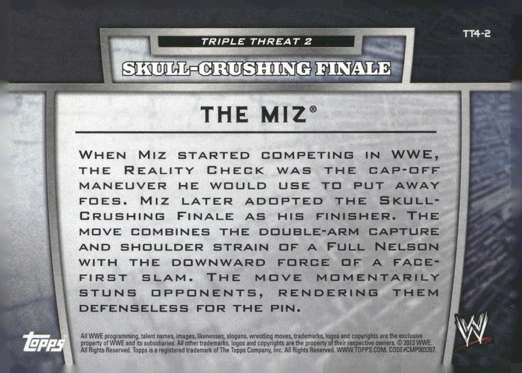 2013 Topps WWE #TT4-2 The Miz Triple Threat Tier 2