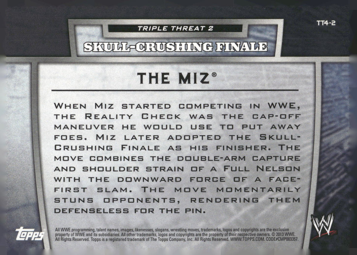 2013 Topps WWE #TT4-2 The Miz Triple Threat Tier 2
