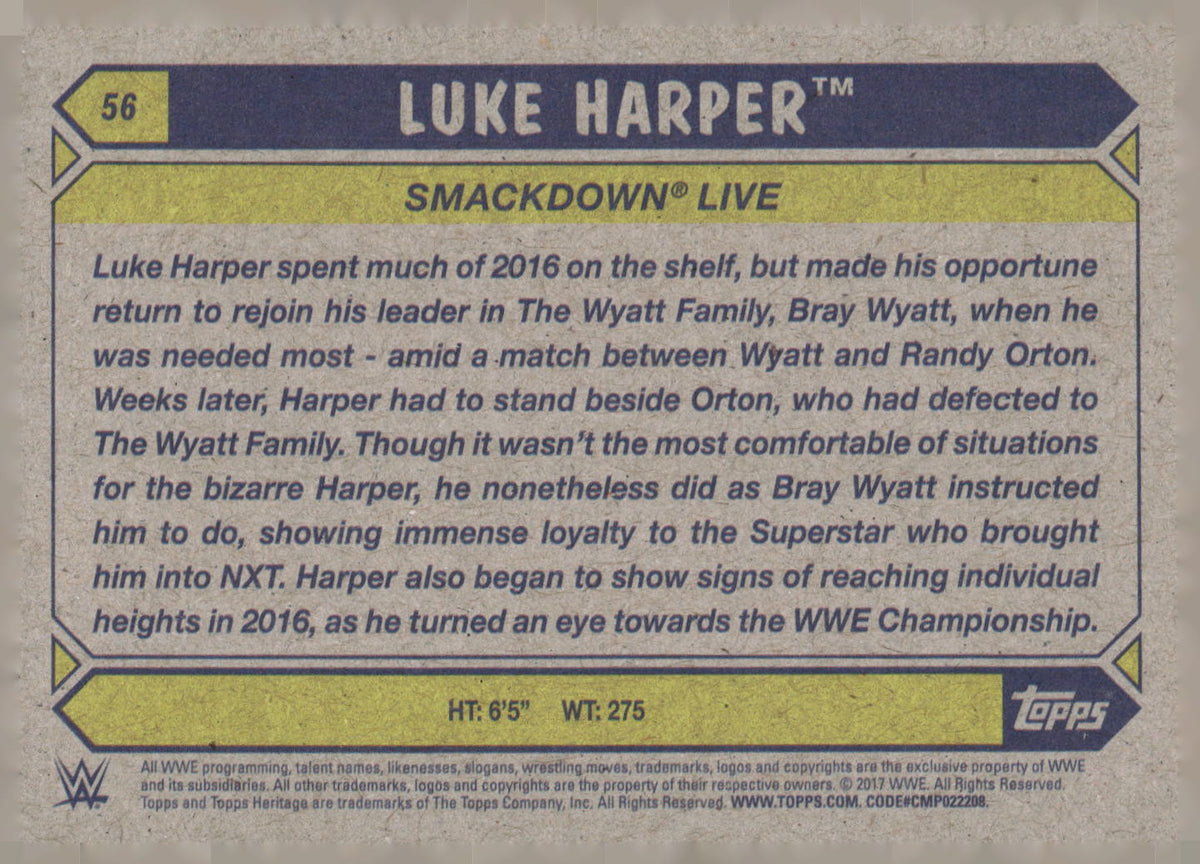 2017 Topps WWE Heritage #56 Luke Harper