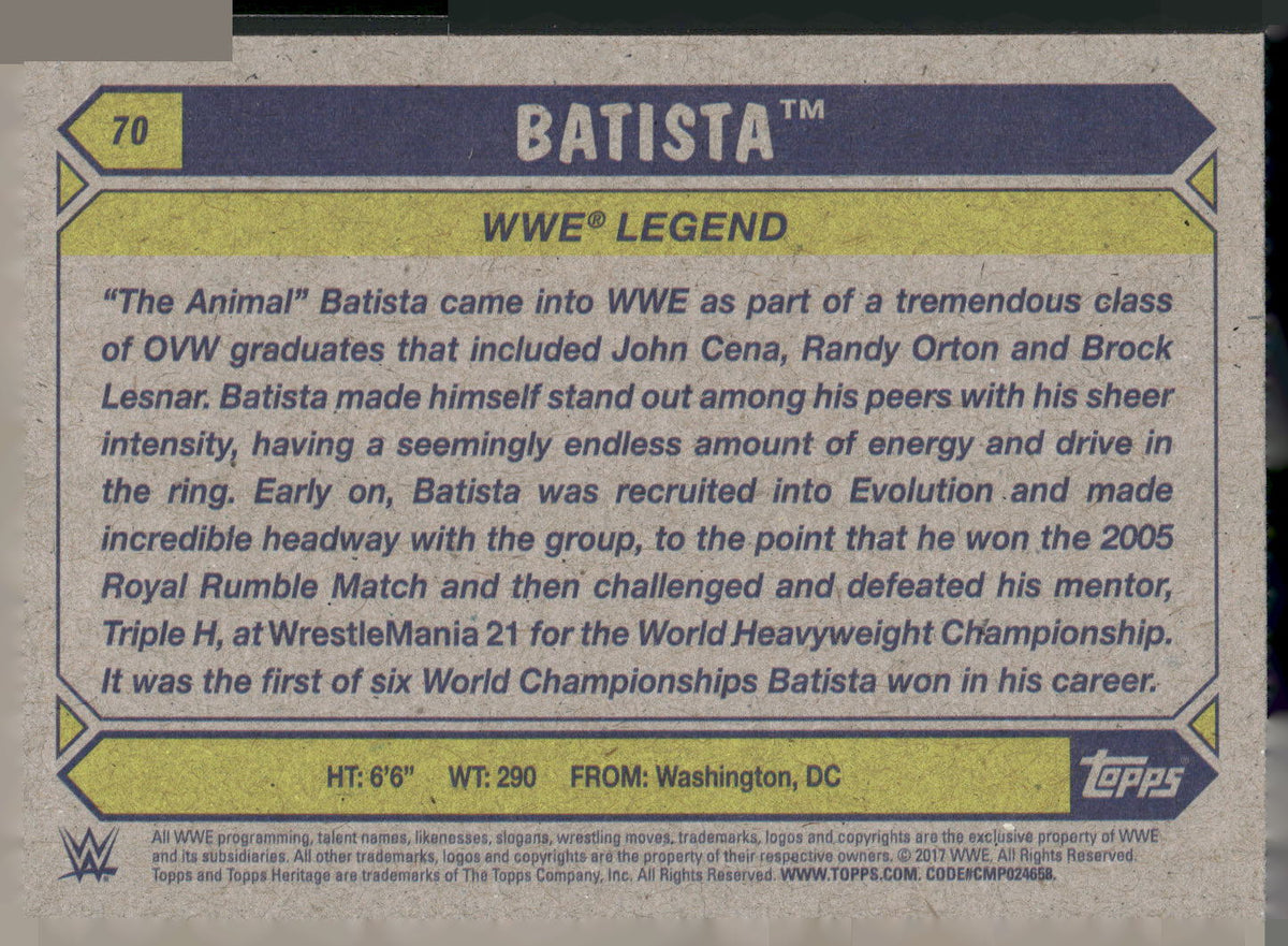 2017 Topps WWE Heritage #70 Batista