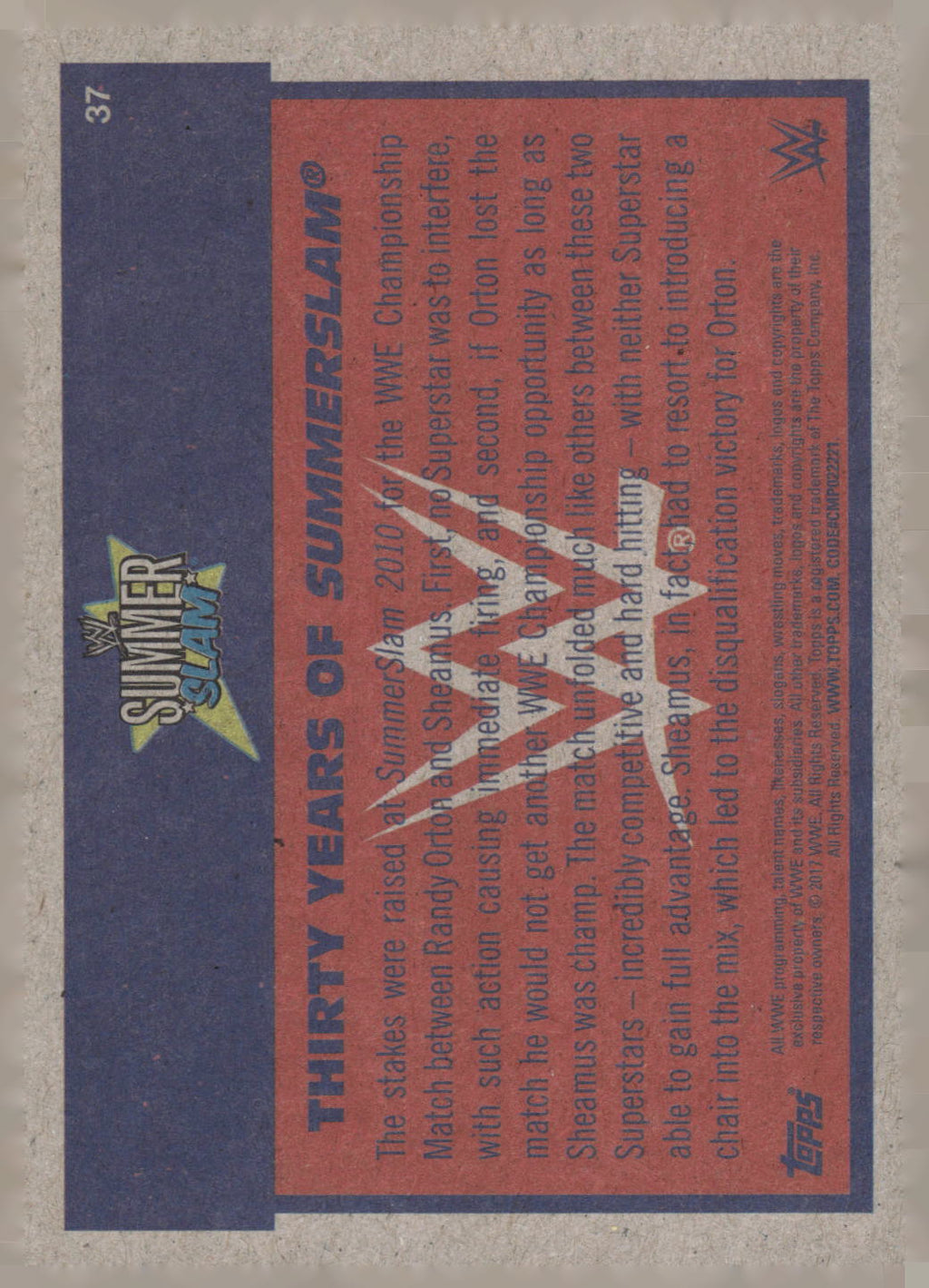 2017 Topps WWE Heritage #37 Randy Orton Thirty Years of SummerSlam