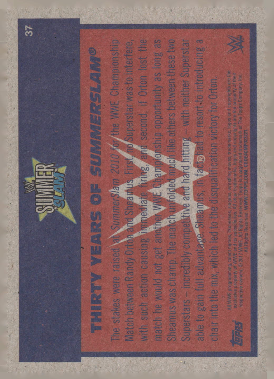 2017 Topps WWE Heritage #37 Randy Orton Thirty Years of SummerSlam