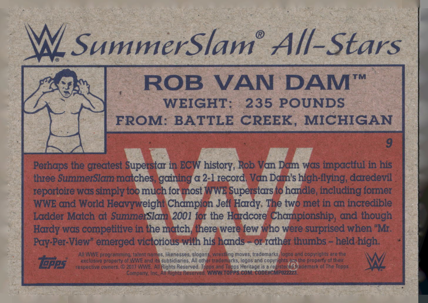 2017 Topps WWE Heritage #9 Rob Van Dam SummerSlam All-Stars