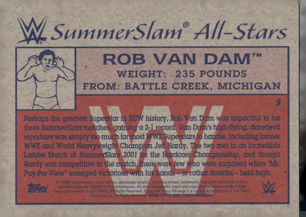 2017 Topps WWE Heritage #9 Rob Van Dam SummerSlam All-Stars