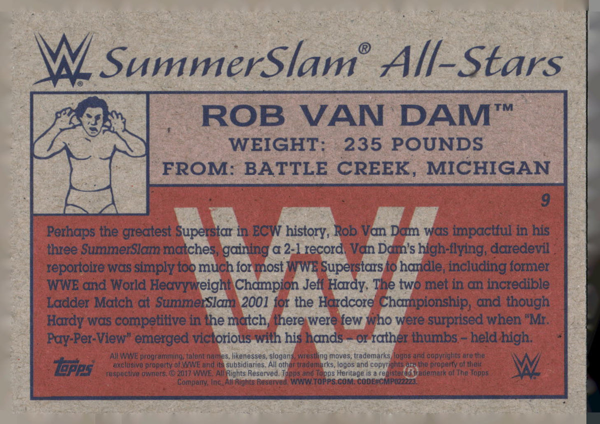 2017 Topps WWE Heritage #9 Rob Van Dam SummerSlam All-Stars