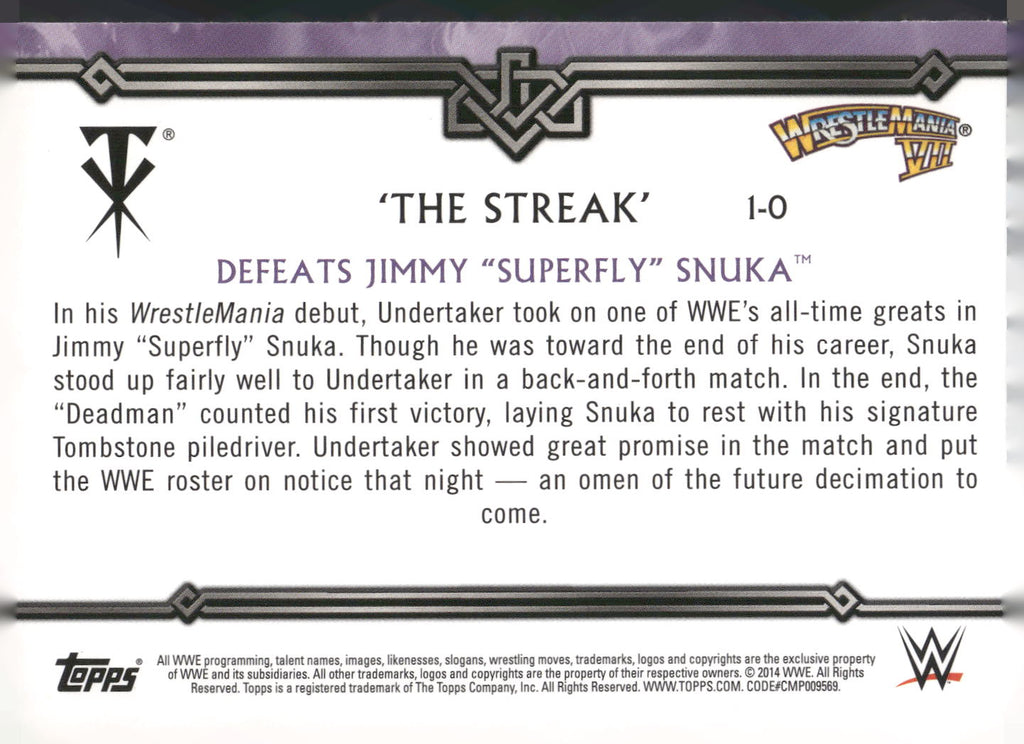2014 Topps WWE Road to Wrestlemania Undertaker Defeats Jimmy "Superfly" Snuka