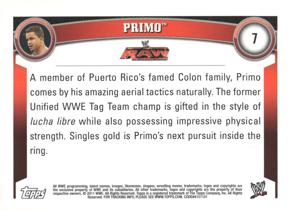 2011 Topps WWE #7 Primo