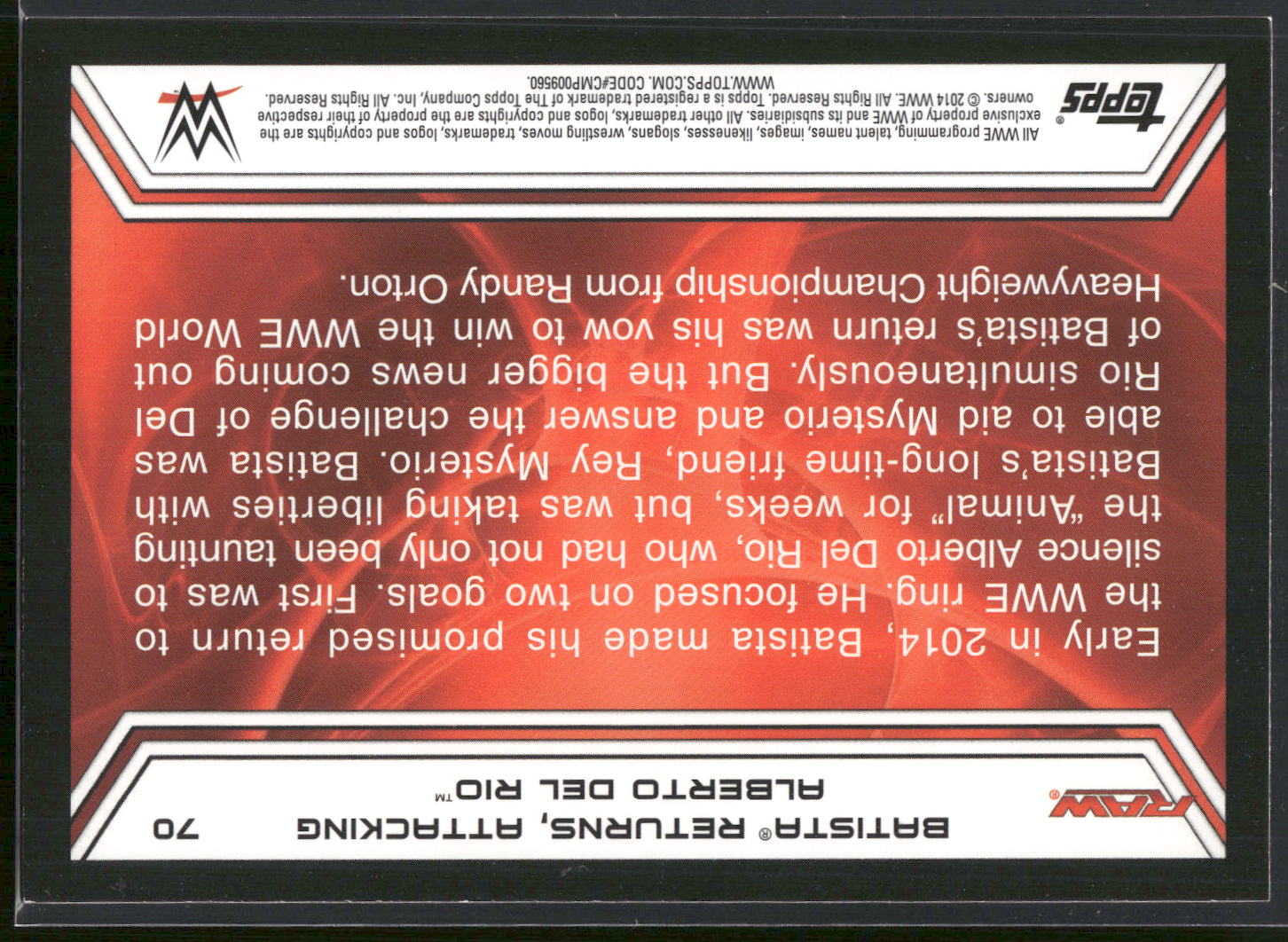 2014 Topps WWE Road to Wrestlemania #70 Batista