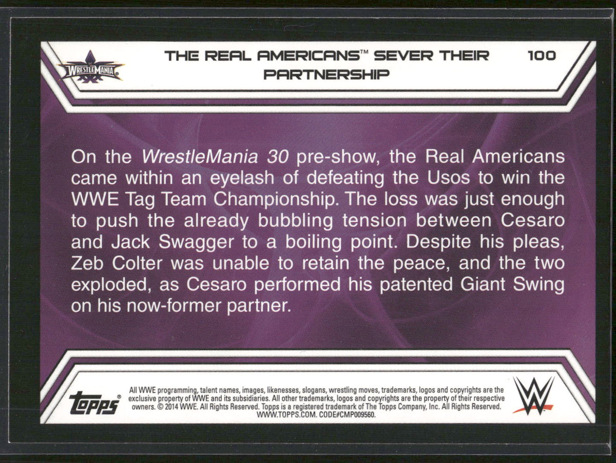 2014 Topps WWE Road to Wrestlemania #100 The Real Americans