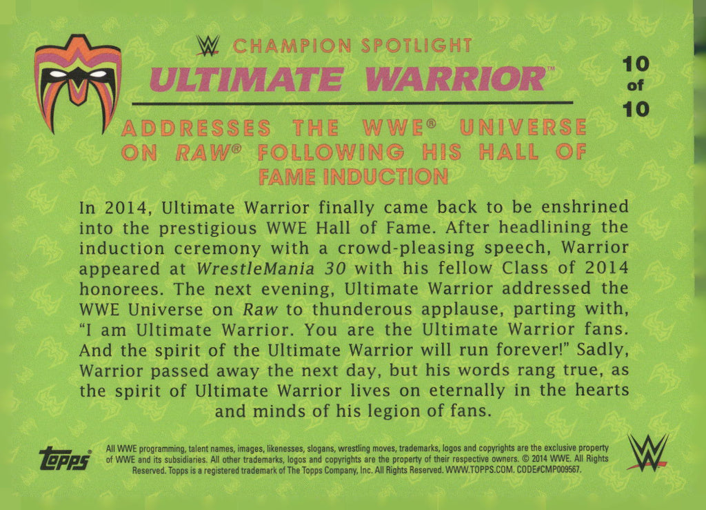 2014 Topps WWE Road to Wrestlemania #10 The Ultimate Warrior