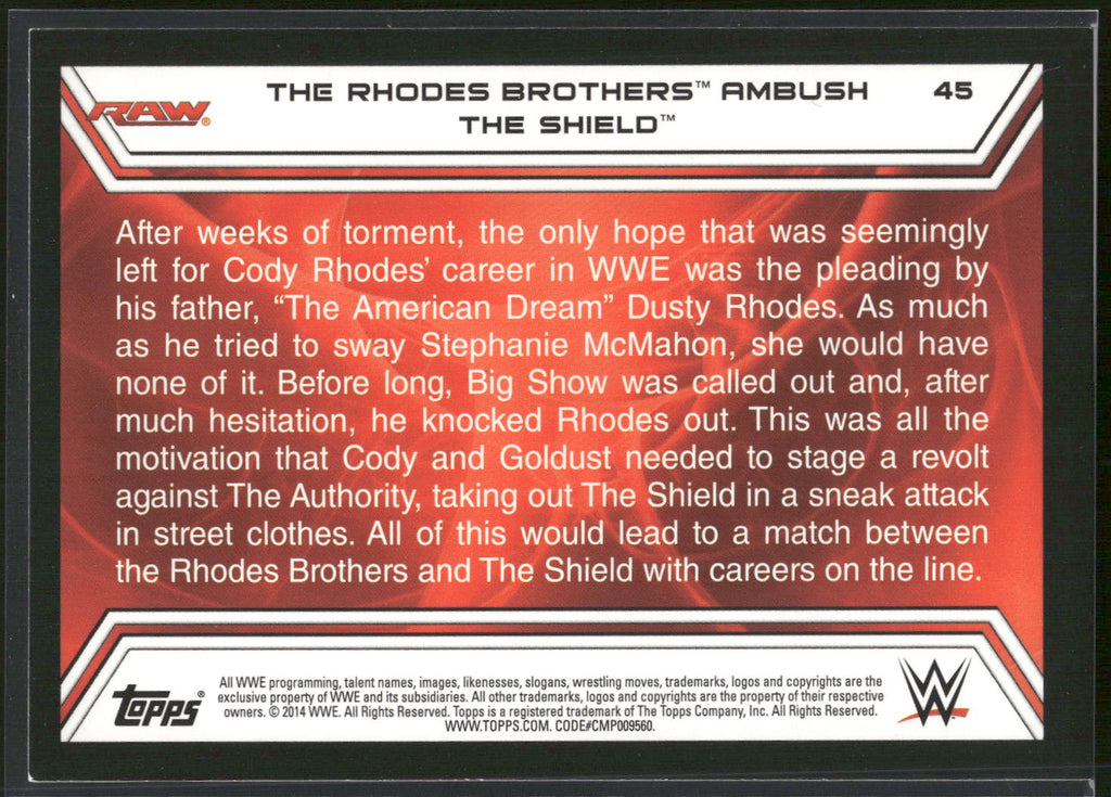 2014 Topps WWE Road to Wrestlemania #45 The Rhodes Brothers