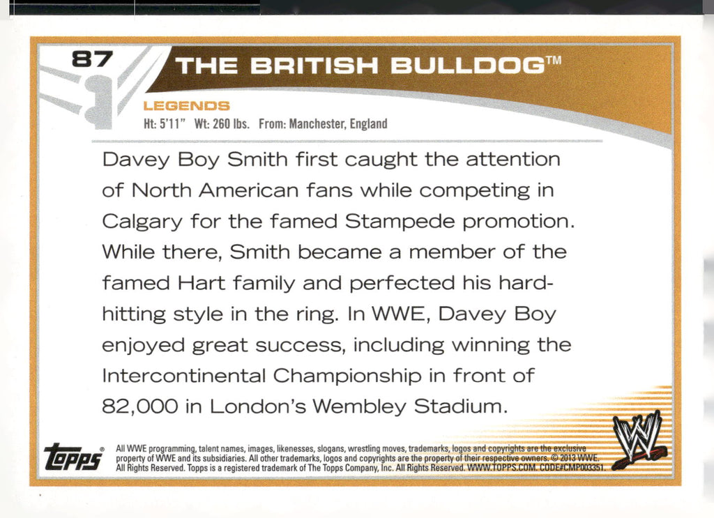 2013 Topps WWE #87 The British Bulldog
