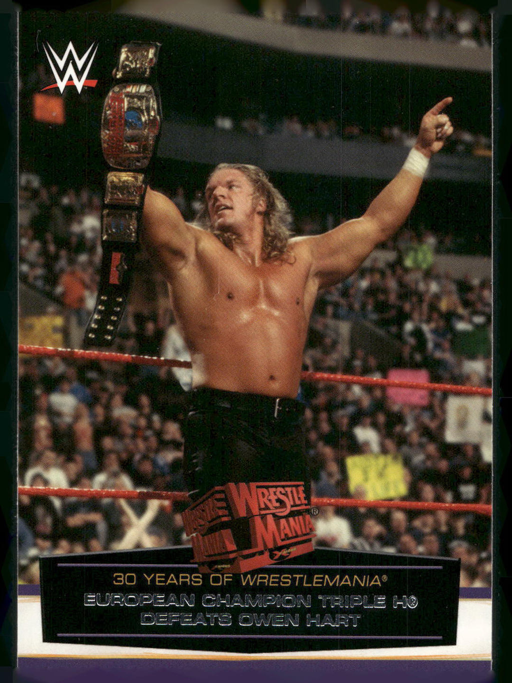 2014 Topps WWE Road #27 European Champion Triple H Defeats Owen Hart