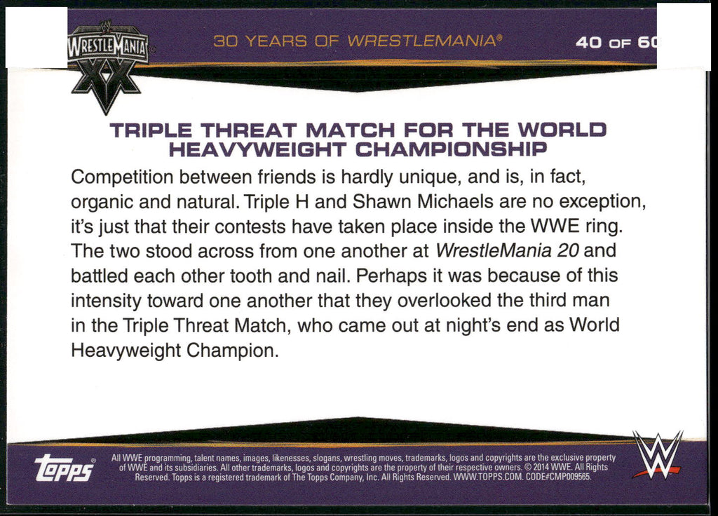2014 Topps WWE Road to Wrestlemania #40 Triple Threat