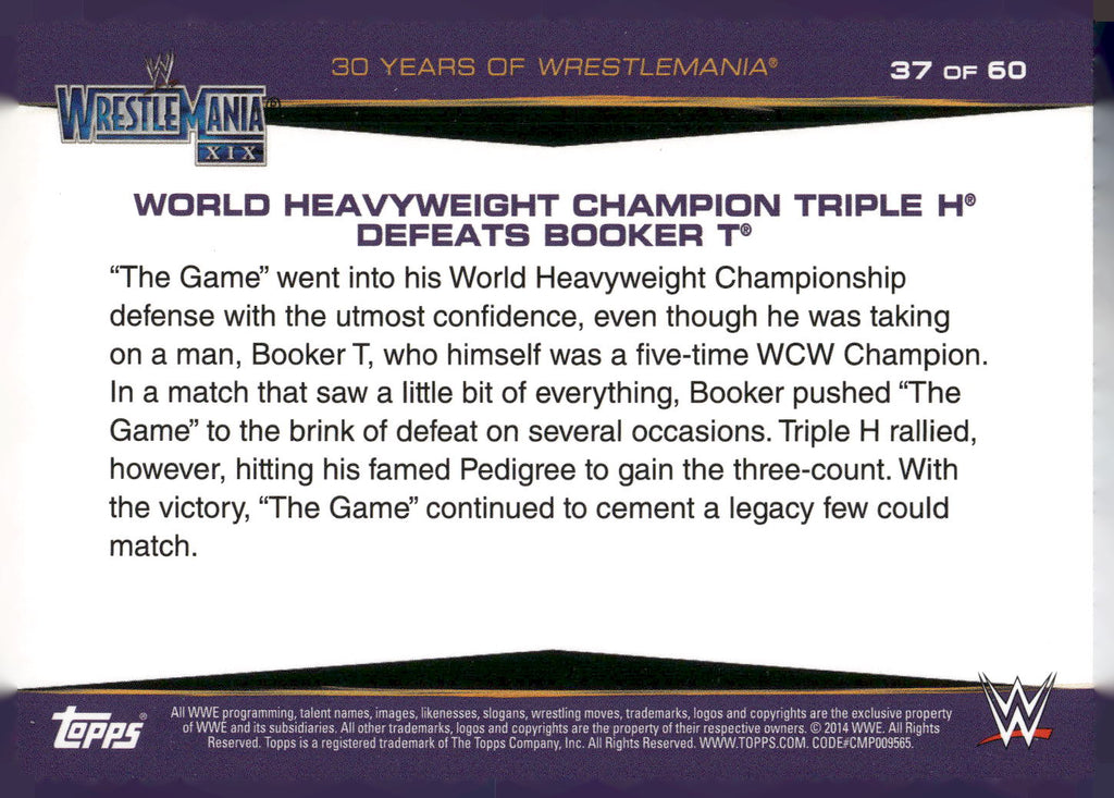 2014 Topps WWE Road to#37 World Heavyweight Champion Triple H Defeats Booker