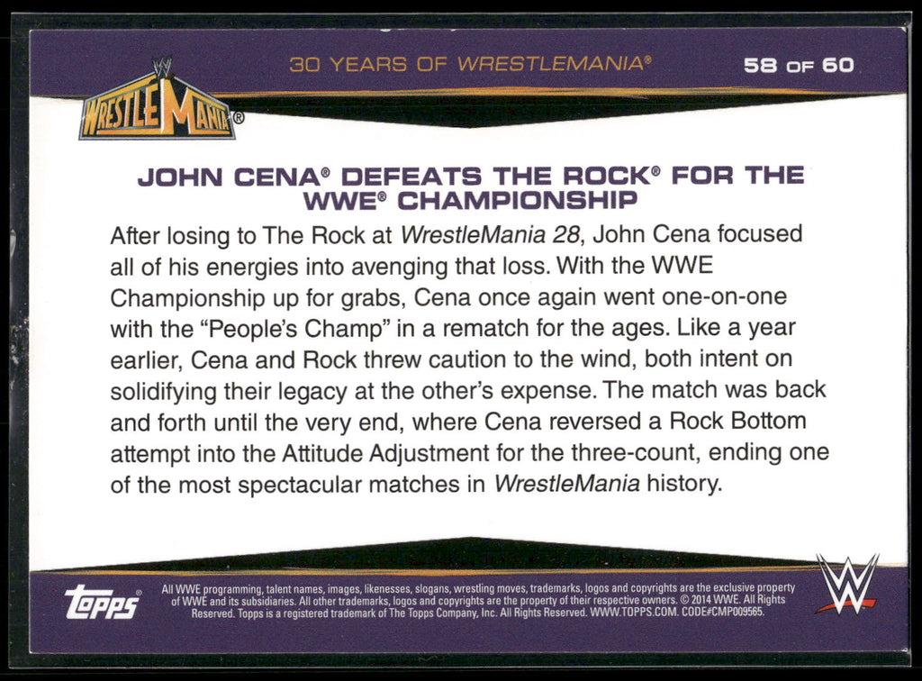 2014 Topps WWE Road to Wrestlemania #58 John Cena / The Rock