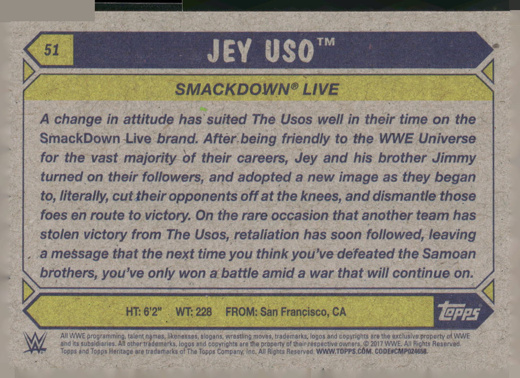 2017 Topps WWE Heritage #51 Jey Uso