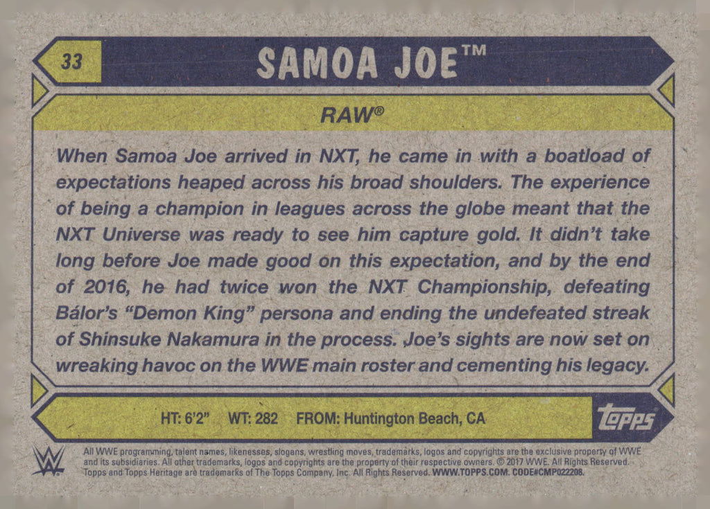 2017 Topps WWE Heritage #33 Samoa Joe