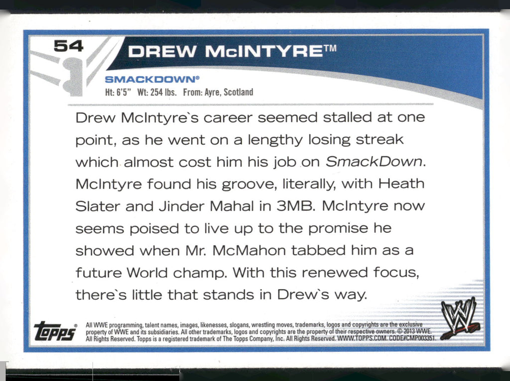 2013 Topps WWE #54 Drew McIntyre