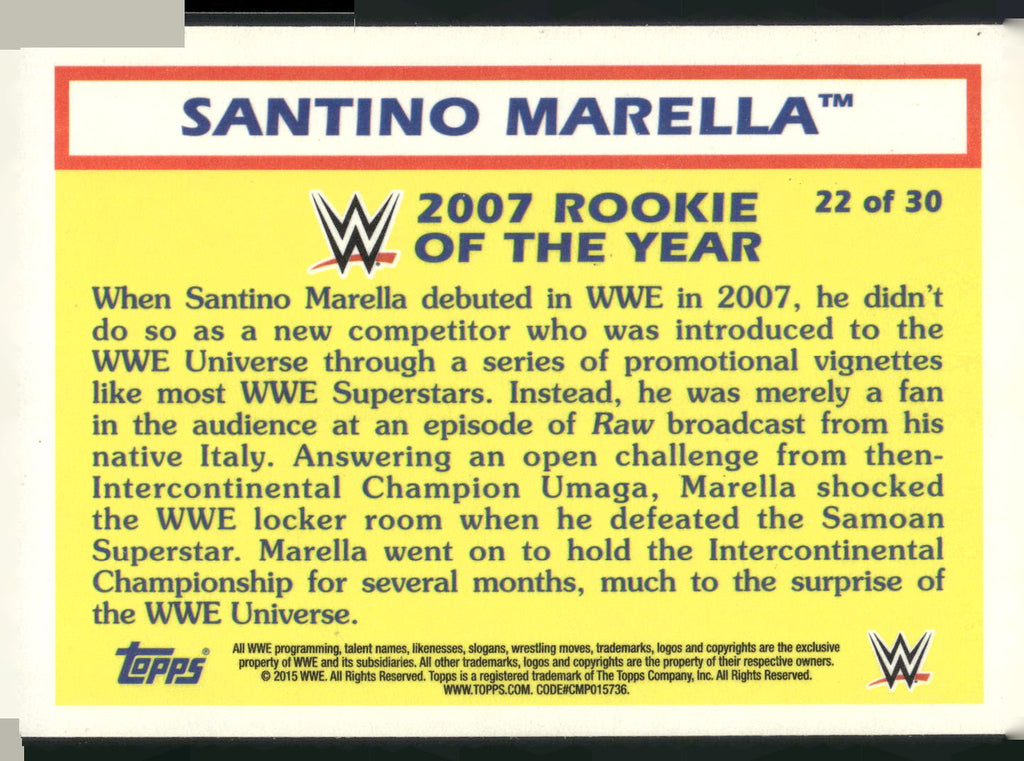 2015 Topps WWE Heritage #22 Santino Marella Rookie of the Year