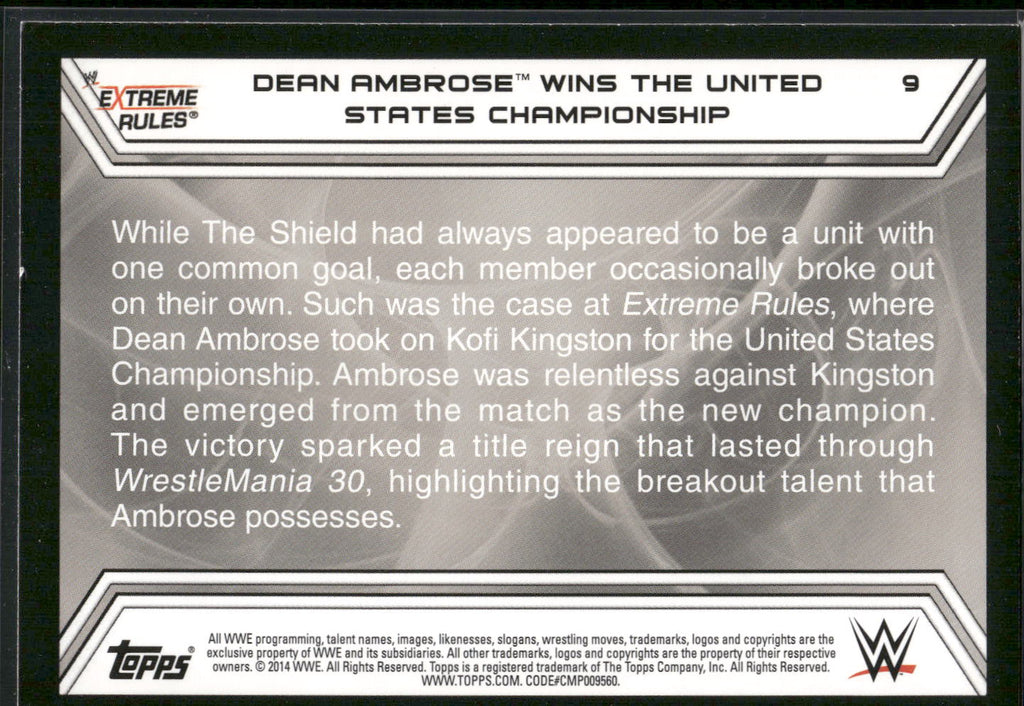 2014 Topps WWE Road to Wrestlemania #9 Dean Ambrose