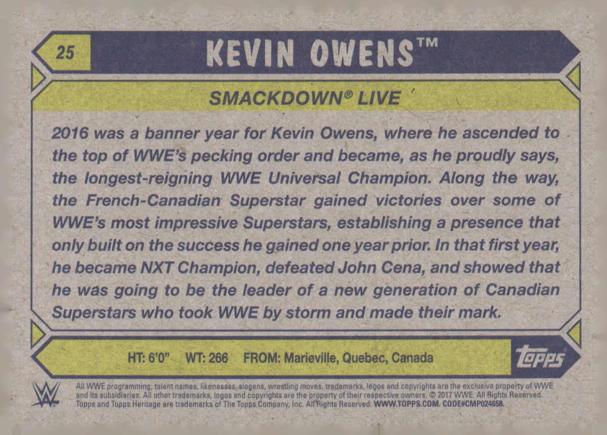 2017 Topps WWE Heritage #25 Kevin Owens