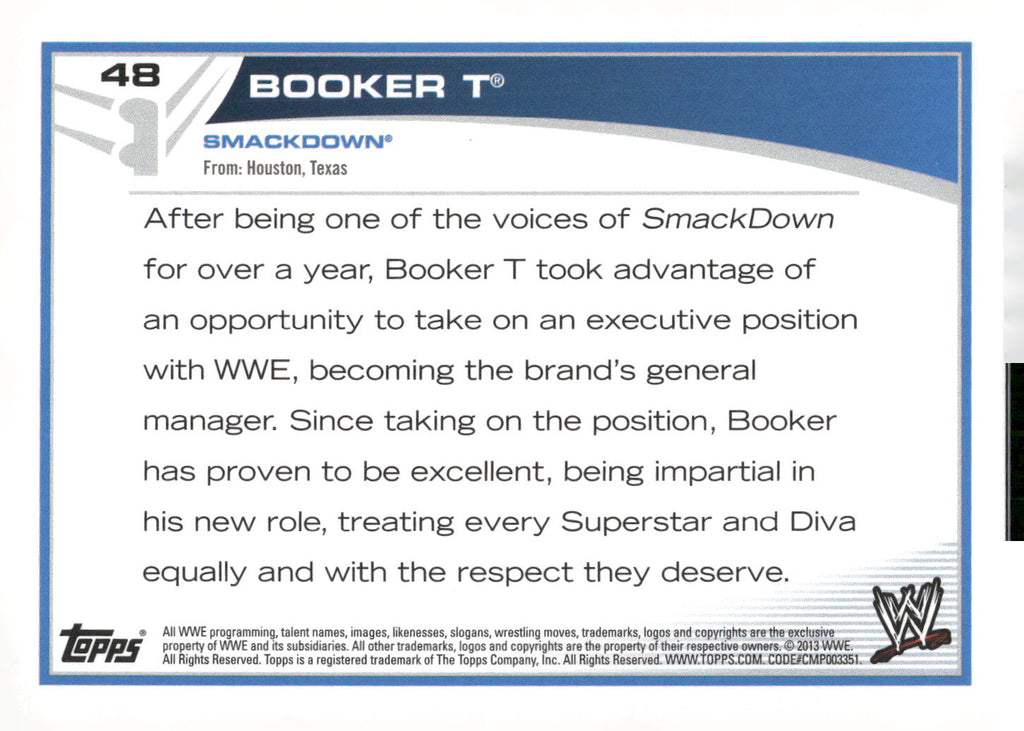 2013 Topps WWE #48 Booker T