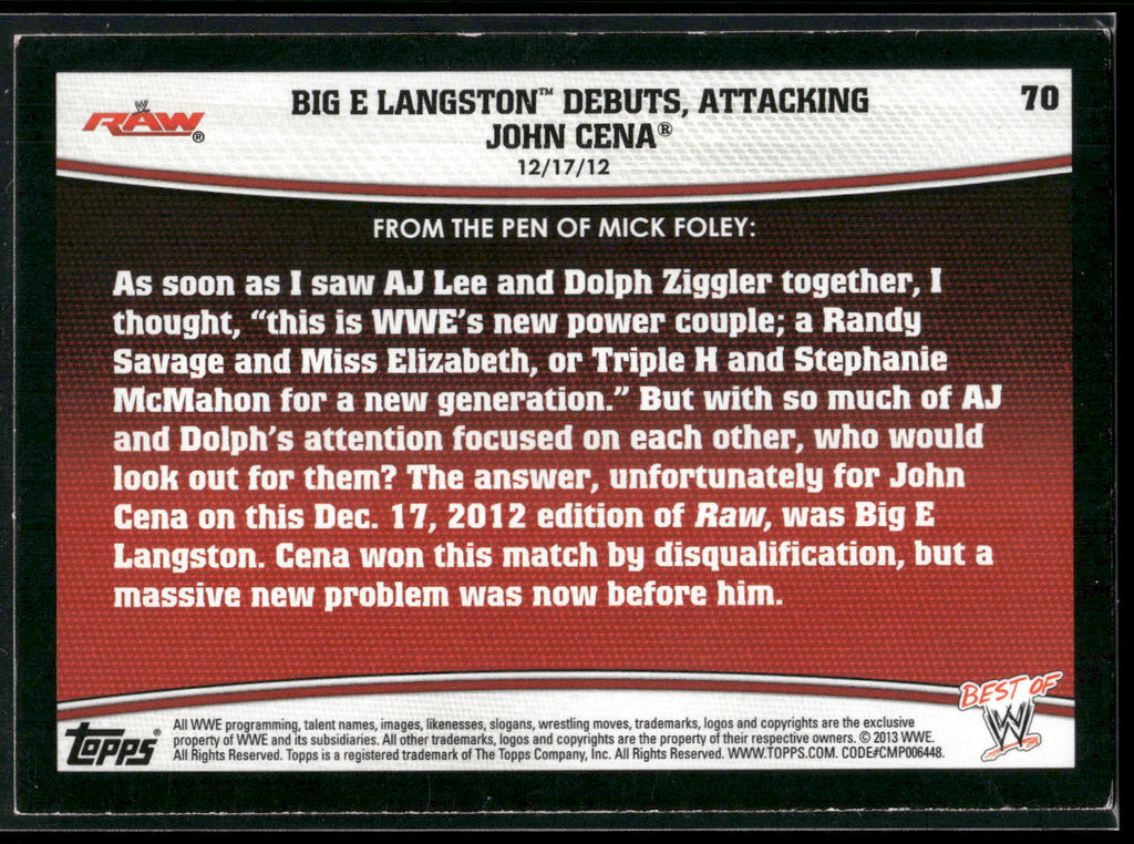 2013 Topps Best of WWE #70 Big E Langston Debuts