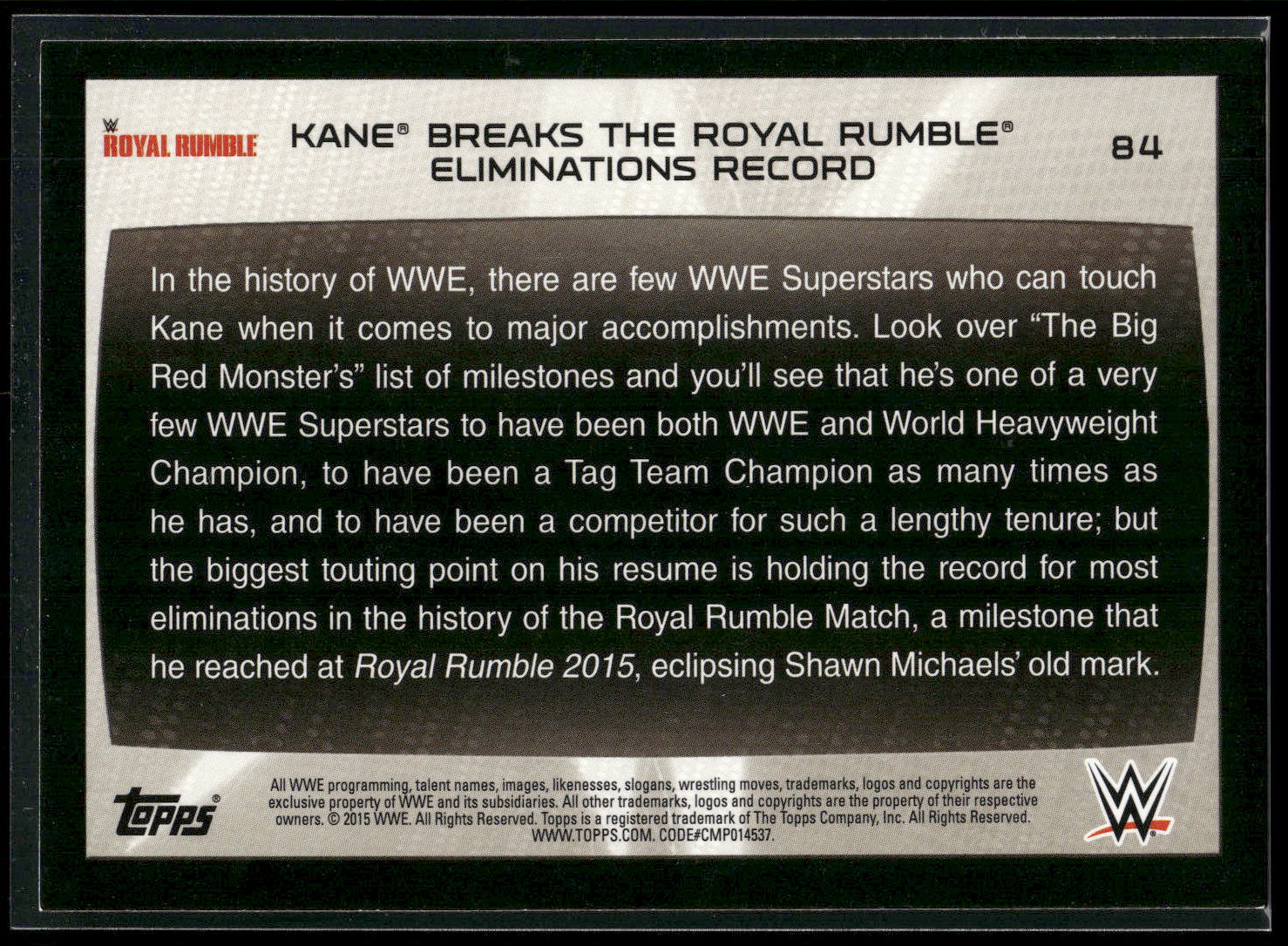 2015 Topps WWE Road to Wrestlemania #84 Kane