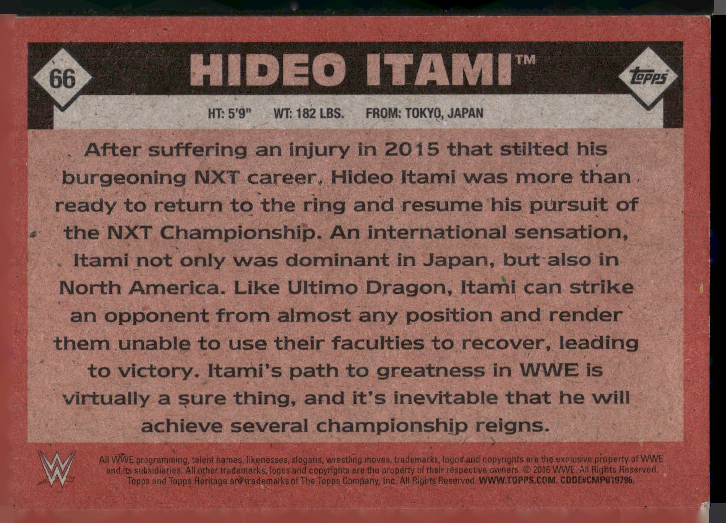 2016 Topps WWE Heritage #66 Hideo Itami
