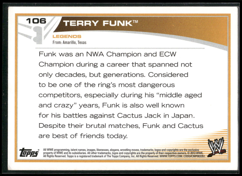 2013 Topps WWE #106 Terry Funk