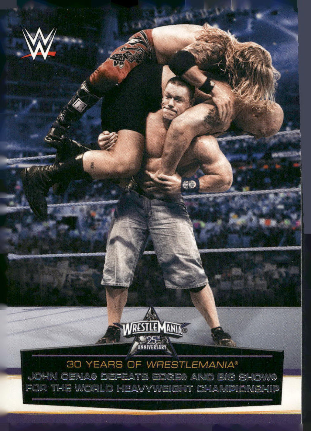 2014 Topps WWE Road to Wrestlemania #49 John Cena Defeats Edge and Big Show