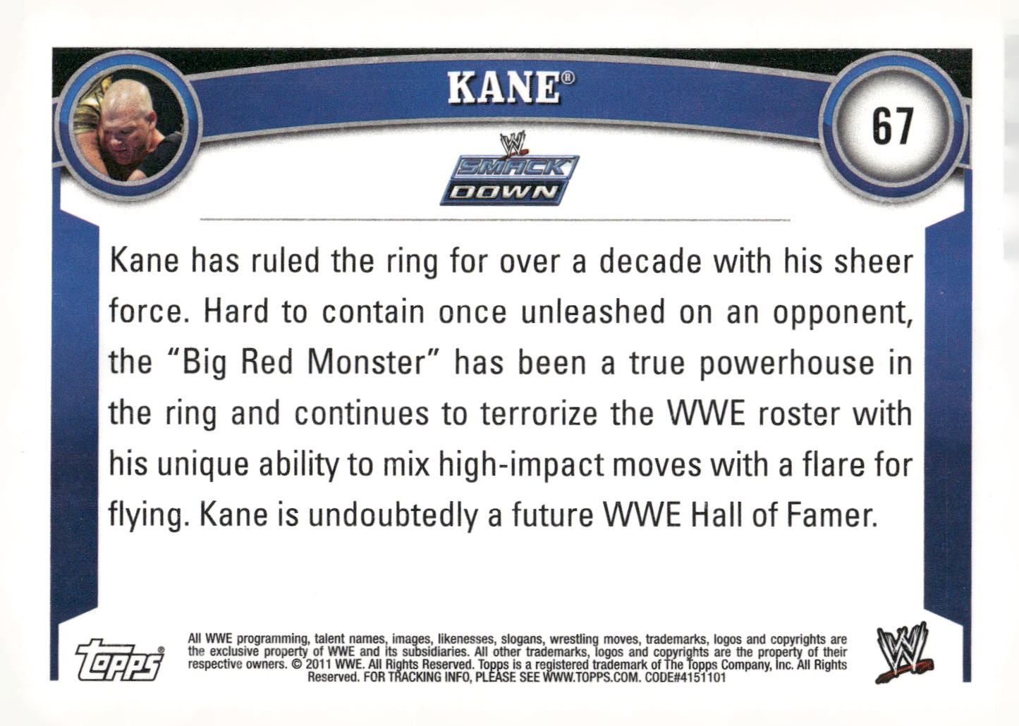 2011 Topps WWE #67 Kane
