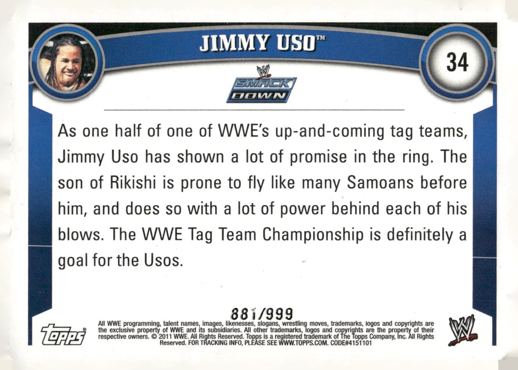 2011 Topps WWE #34 Jimmy Uso