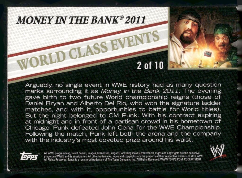 2012 Topps WWE #2 Money in the Bank World Class Events