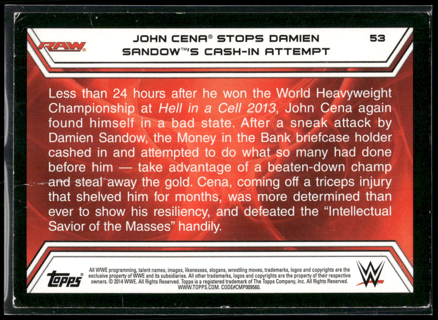 2014 Topps WWE Road to Wrestlemania #53 John Cena