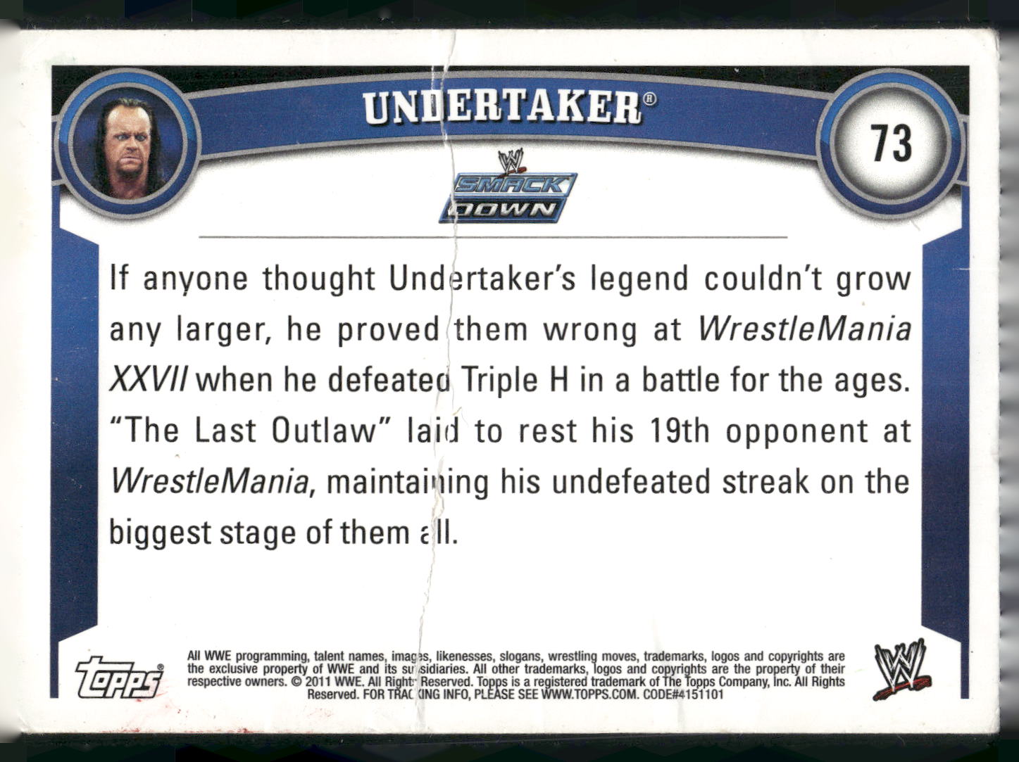 2011 Topps WWE #73 Undertaker