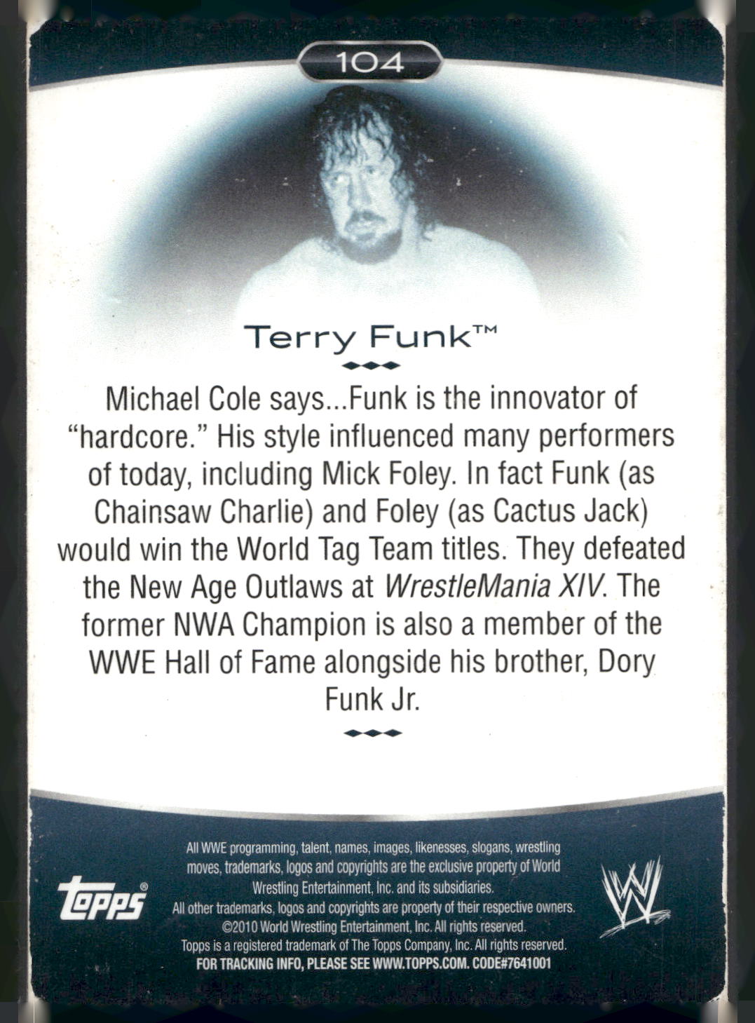 2010 Topps Platinum WWE #104 Terry Funk